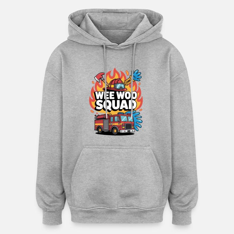 Pompier de l’escouade Wee Woo - Sweat à capuche oversize unisexe - gris chiné