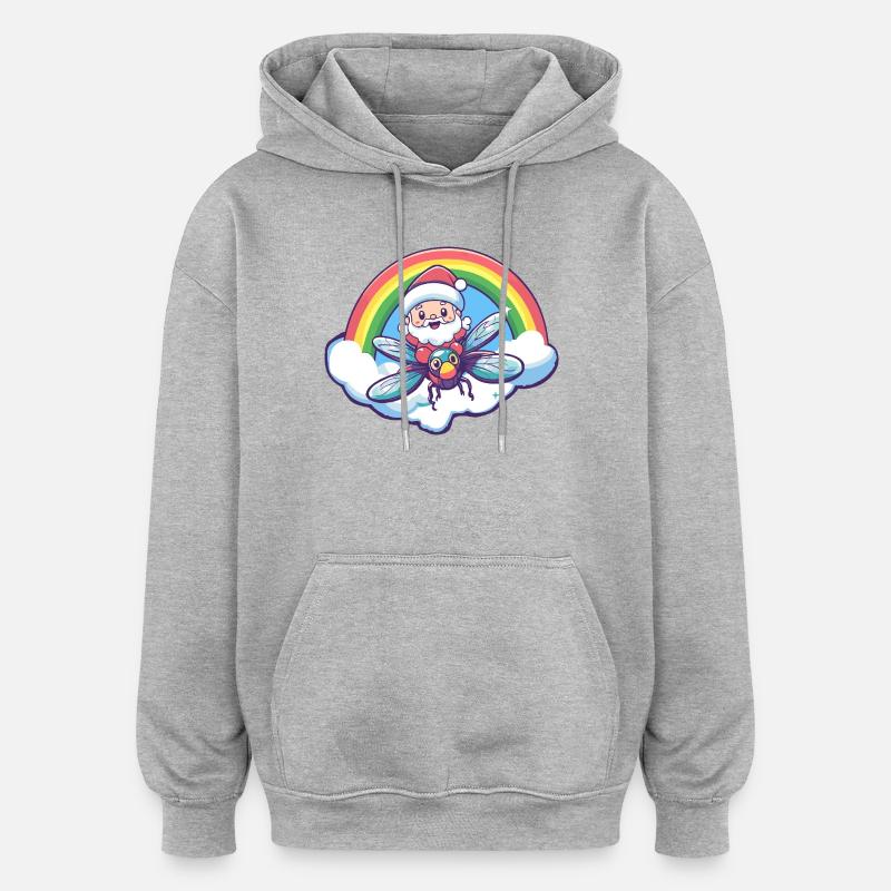 Noël du Père Noël Libellule - Sweat à capuche oversize unisexe - gris chiné