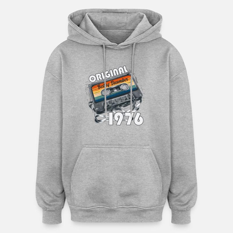 50e anniversaire cassette décembre 1976 - Sweat à capuche oversize unisexe - gris chiné