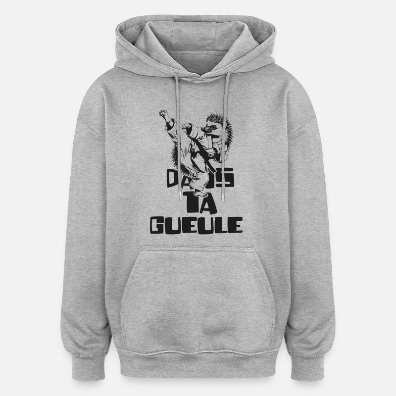 Herisson Niglo Dans ta Gueule  - Sweat à capuche oversize unisexe - gris chiné