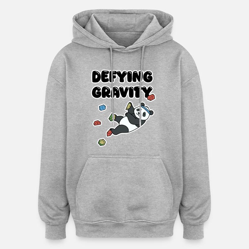 Chill Panda Climbing | Defying Gravity Bouldering - Oversized Unisex Hoodie - Grau meliert