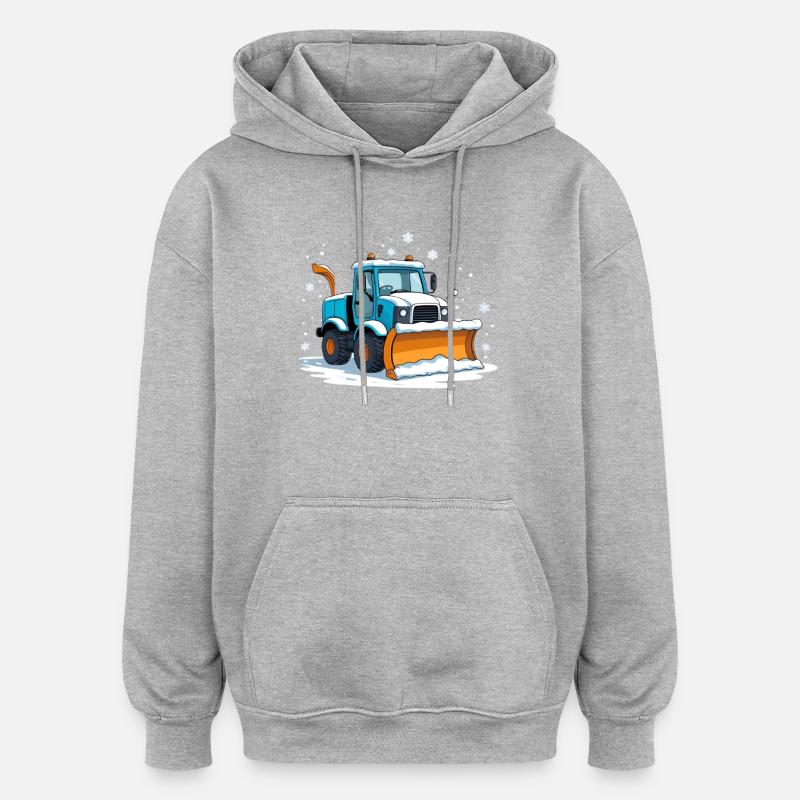 Chasse-neige de dessins animés bleus - Sweat à capuche oversize unisexe - gris chiné