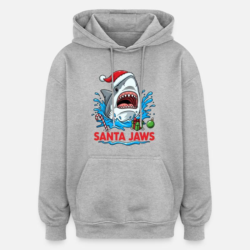Noël requin - Sweat à capuche oversize unisexe - gris chiné
