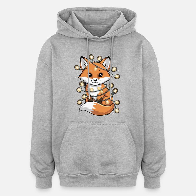 Lichterfuchs in the winter magic fox - Oversized Unisex Hoodie - heather grey