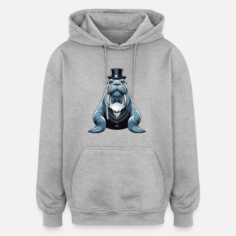 Morse élégant en smoking - Sweat à capuche oversize unisexe - gris chiné
