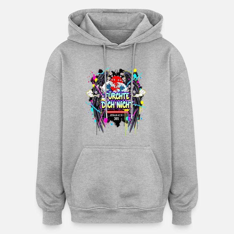Versets bibliques NE PAS Graffiti - Sweat à capuche oversize unisexe - gris chiné