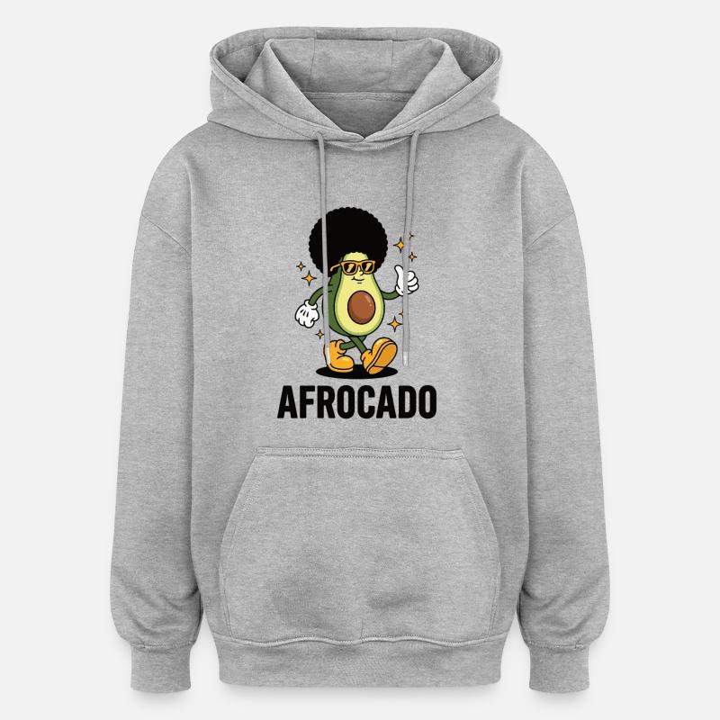 AFROCADO – Avocat funky avec afro & style - Sweat à capuche oversize unisexe - gris chiné
