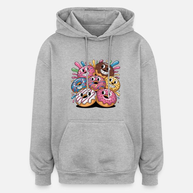 Troupe hétéroclite de donuts - Sweat à capuche oversize unisexe - gris chiné