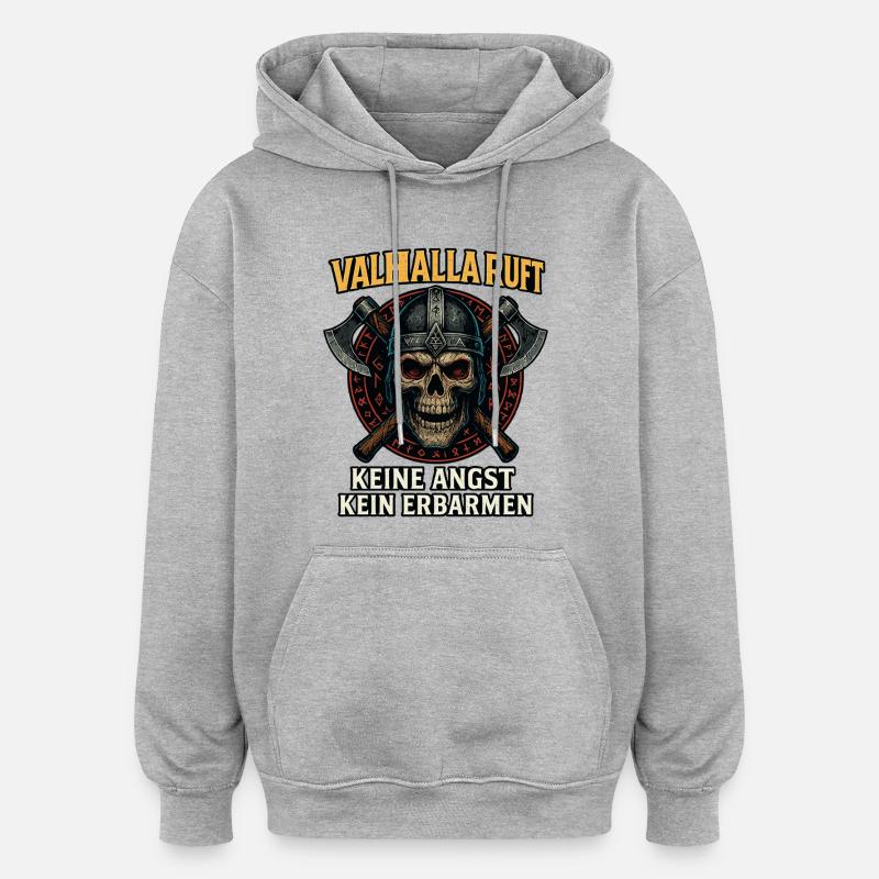 Valhalla appelle guerrier, viking dit chemise - Sweat à capuche oversize unisexe - gris chiné
