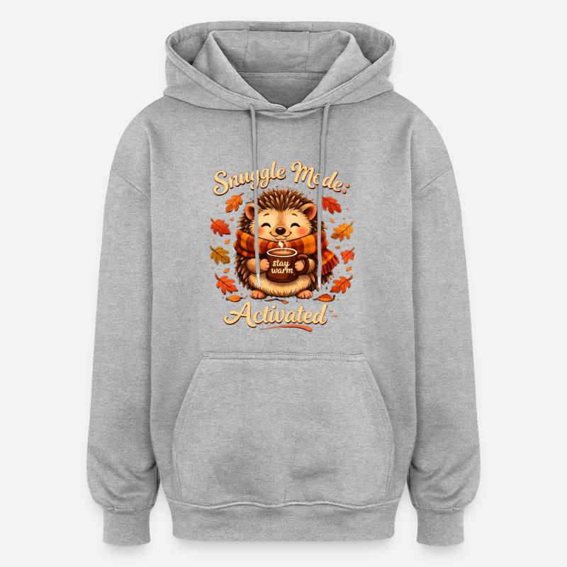 Hérisson Chaleur Chaleureuse Mode Câlin - Sweat à capuche oversize unisexe - gris chiné