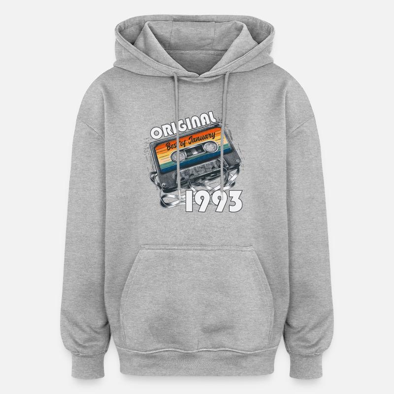 Cassette du 33e anniversaire janvier 1993 - Sweat à capuche oversize unisexe - gris chiné
