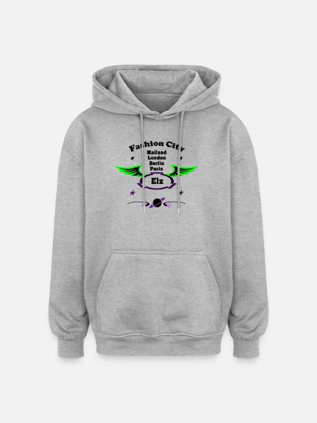 Fashion_City - Oversized Unisex Hoodie - heather grey