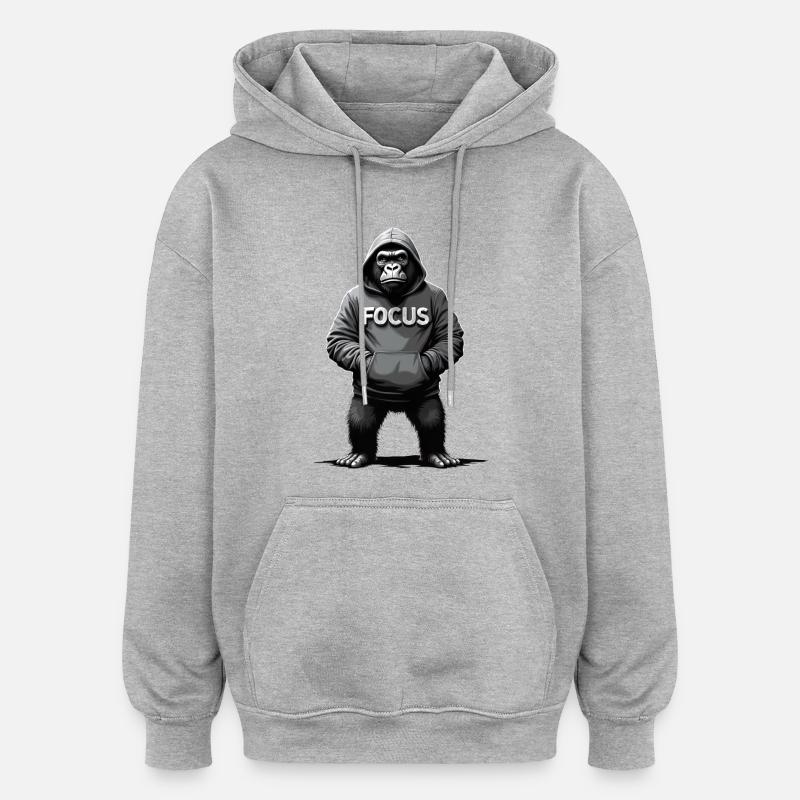 Concentration Gorille Effort Motivation - Sweat à capuche oversize unisexe - gris chiné