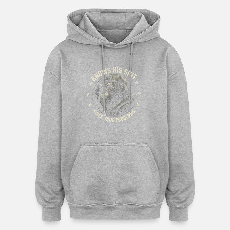 Gorilla Fixer: Problem-Solver Attitude - Oversized Unisex Hoodie - heather grey