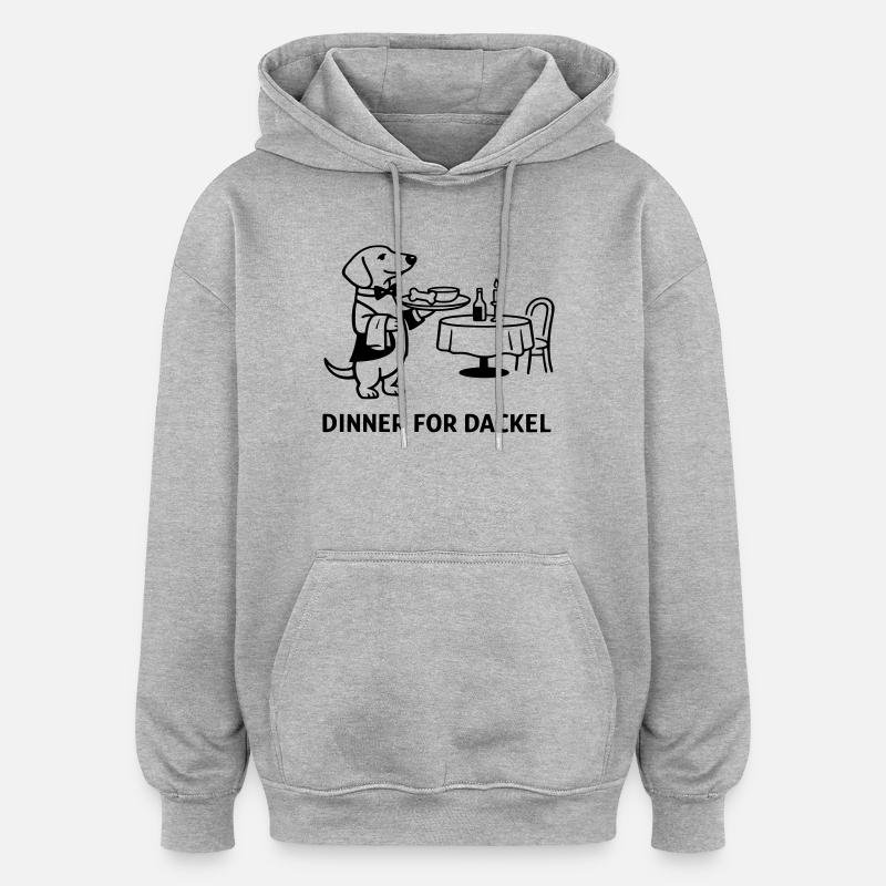 Dinner For Dackel - Oversized Unisex Hoodie - Grau meliert
