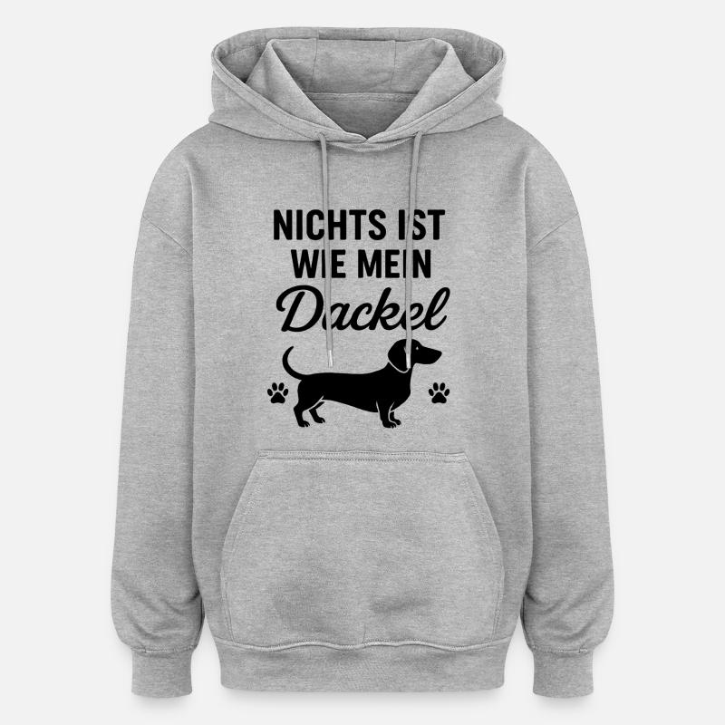 Mon dicton teckel - Sweat à capuche oversize unisexe - gris chiné