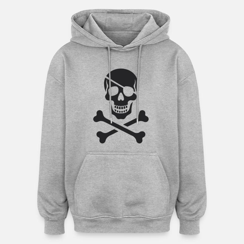 Le classique Jolly Roger Pirate Scream - Sweat à capuche oversize unisexe - gris chiné