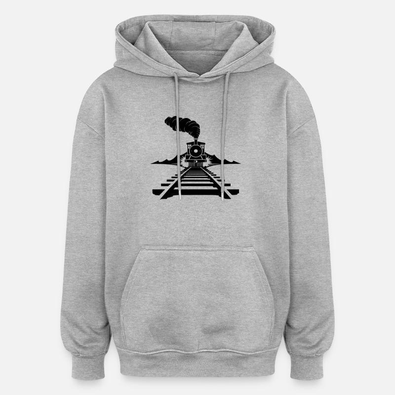Croquis ferroviaire - Sweat à capuche oversize unisexe - gris chiné