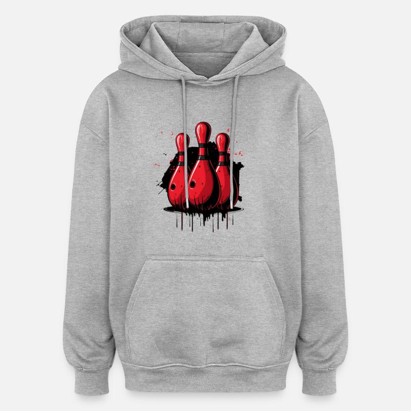 Quilles de bowling - Sweat à capuche oversize unisexe - gris chiné