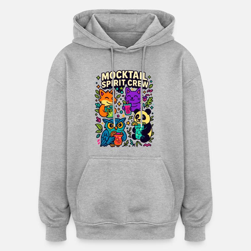 mocktail spirit crew, süße tiere - Sweat à capuche oversize unisexe - gris chiné