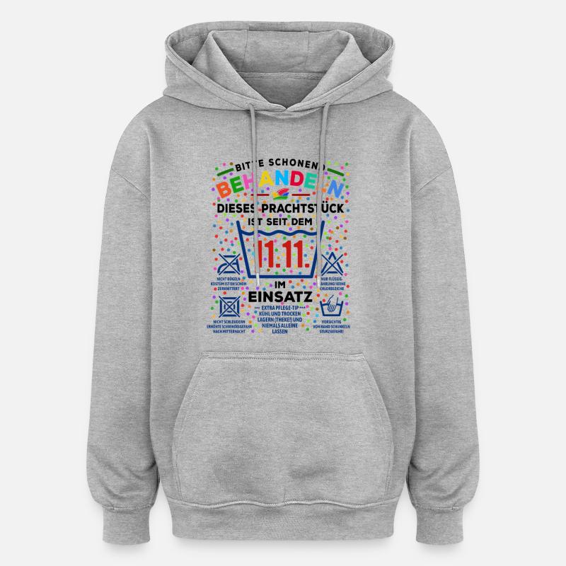 seit 11.11. im Einsatz | Karneval Kostüm - Oversized Unisex Hoodie - Grau meliert