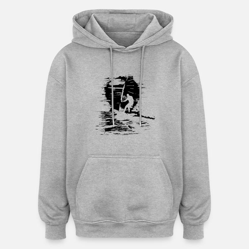 Instructeur de planche à voile - Sweat à capuche oversize unisexe - gris chiné