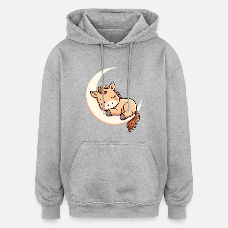 Rêve câlin du Moon Pony - Sweat à capuche oversize unisexe - gris chiné