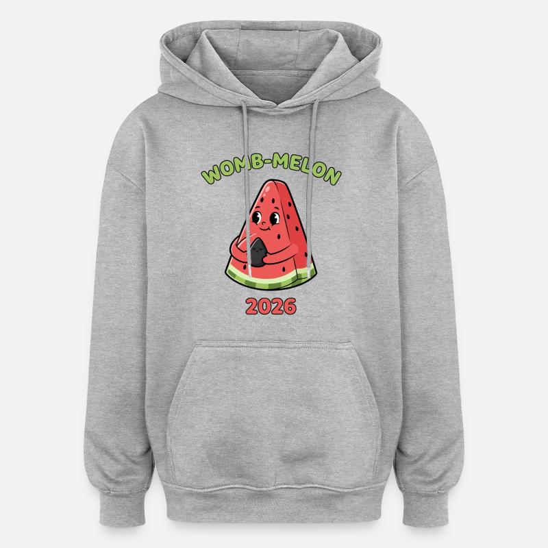 Maman Grossesse 2026 Melon - Sweat à capuche oversize unisexe - gris chiné