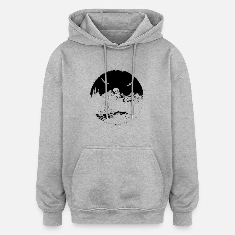 Sketch de VTT - Sweat à capuche oversize unisexe - gris chiné