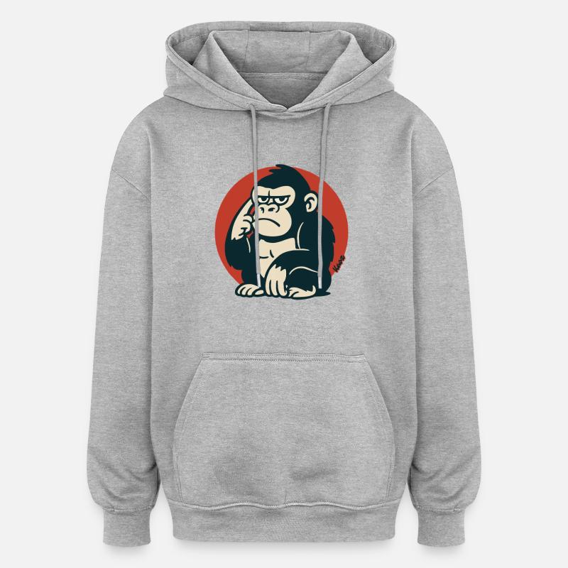 Nachdenklicher Affe im Retro-Stil - Oversized Unisex Hoodie - Grau meliert