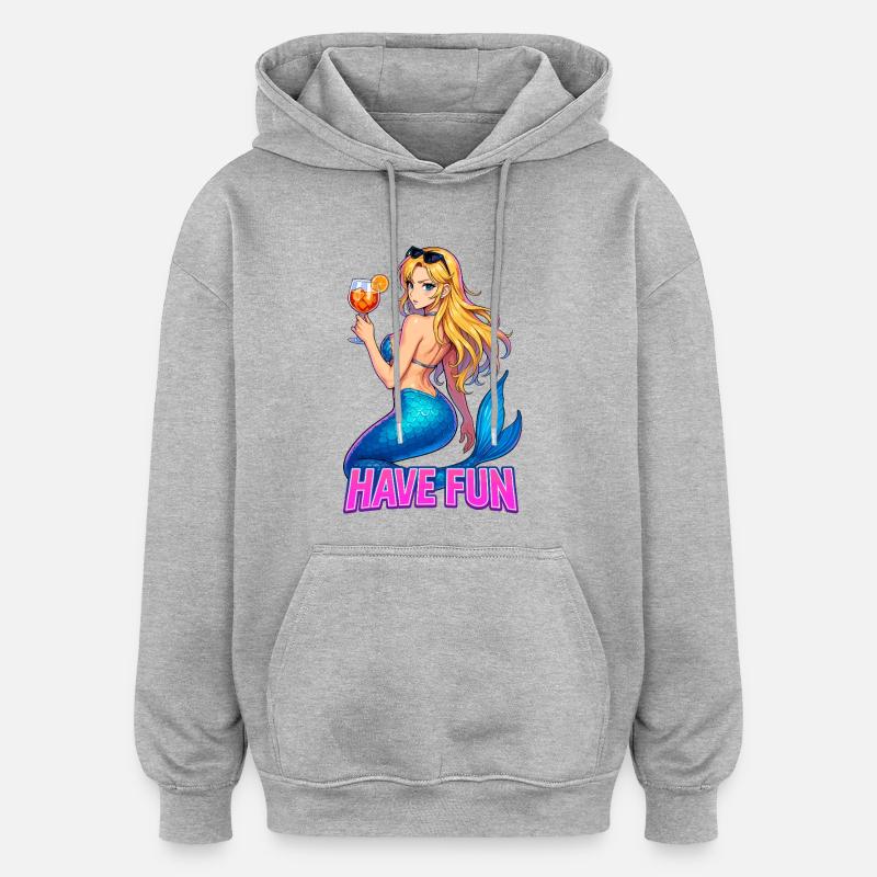 Sirène amuse-toi bien | Ambiances d’été - Sweat à capuche oversize unisexe - gris chiné