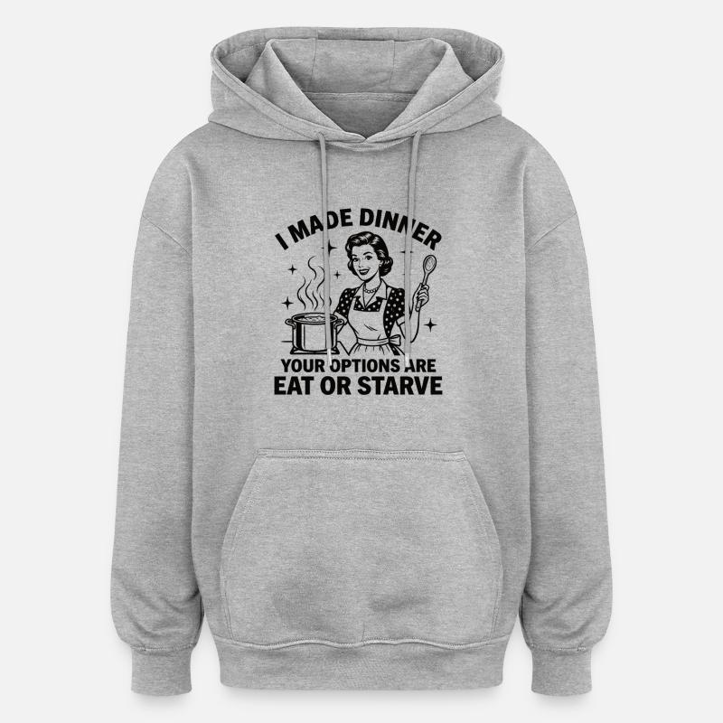 Küchen-Chef: Friss oder stirb! - Oversized Unisex Hoodie - Grau meliert