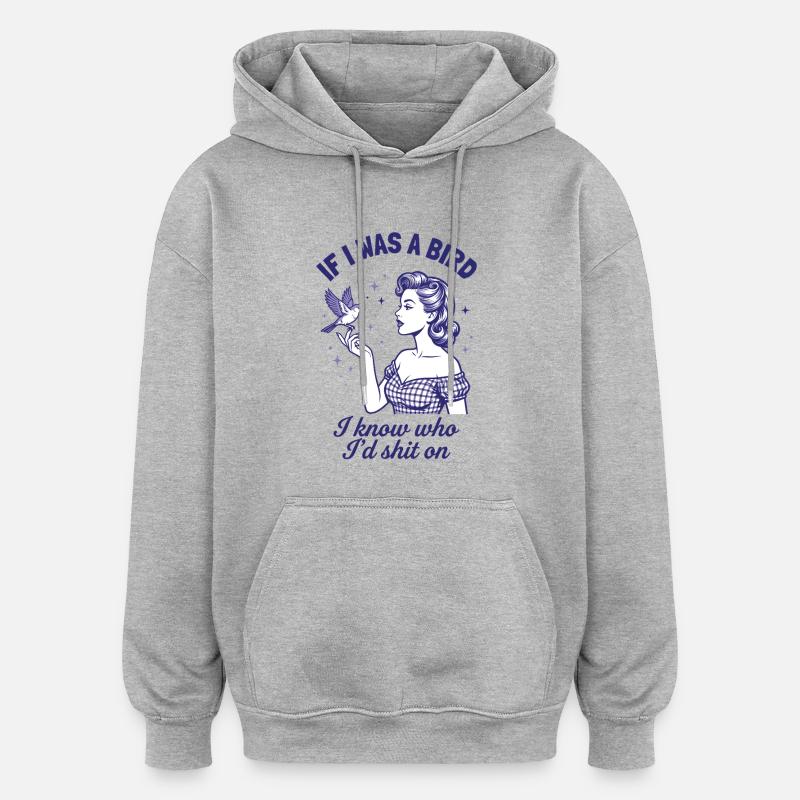 Echte Rache Vogel Retro Statement - Oversized Unisex Hoodie - Grau meliert