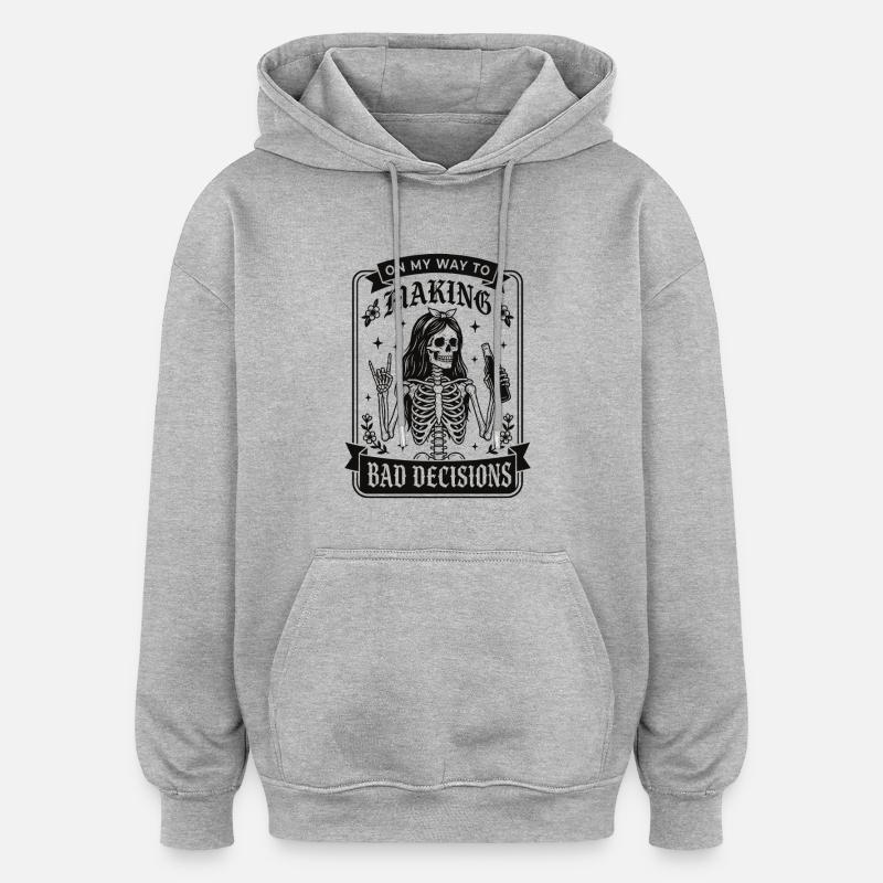 Echte Rebellin Skelett Rock Statement - Oversized Unisex Hoodie - Grau meliert