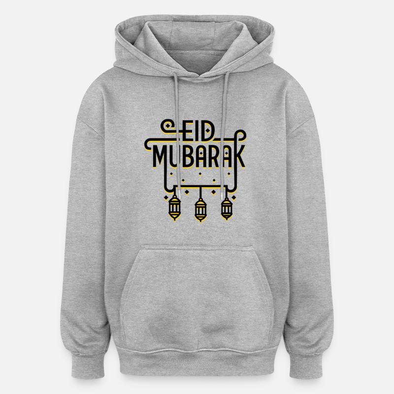 Eid Moubarak musulman islamique Joyeux Ramadan - Sweat à capuche oversize unisexe - gris chiné