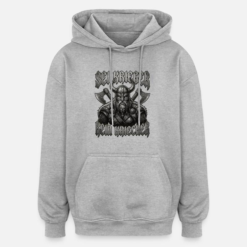 Sei Krieger kein Kriecher Wikinger Bart - Oversized Unisex Hoodie - Grau meliert