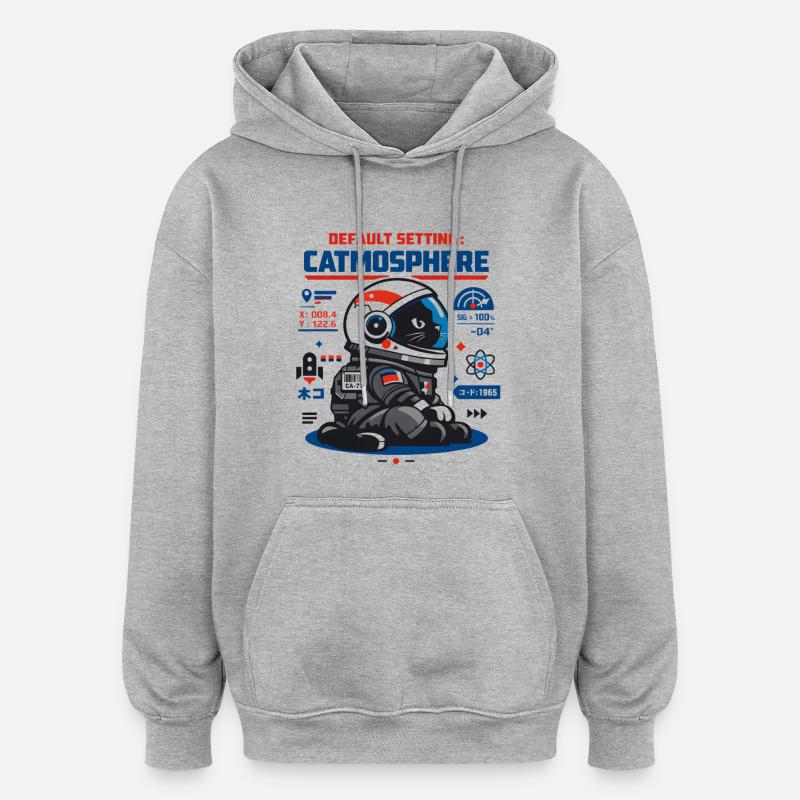 Mode par défaut Catmosphere | Astro Cat - Sweat à capuche oversize unisexe - gris chiné