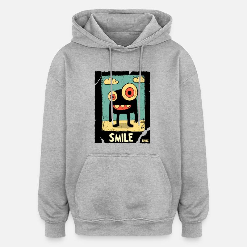 Monstre borgne dans le sable - Sweat à capuche oversize unisexe - gris chiné