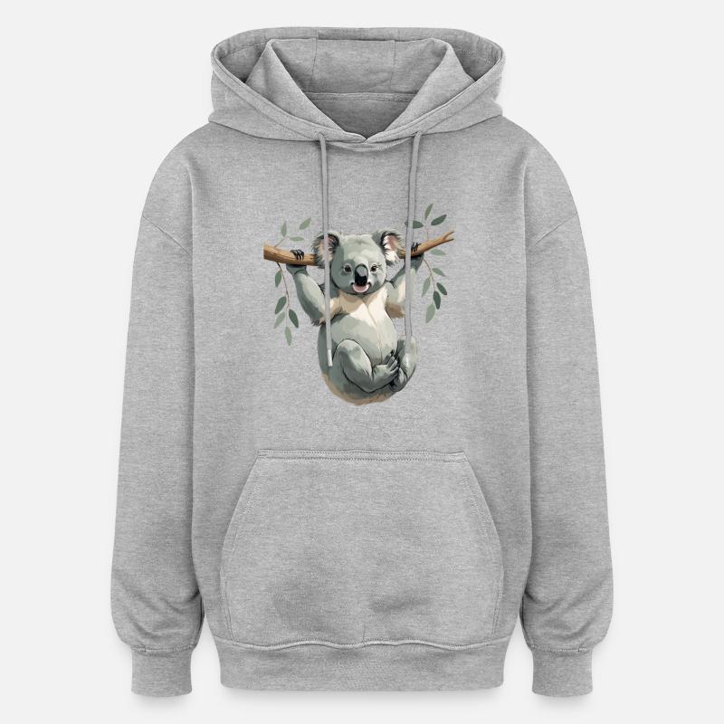 Koala sur une branche – Rêve vert - Sweat à capuche oversize unisexe - gris chiné