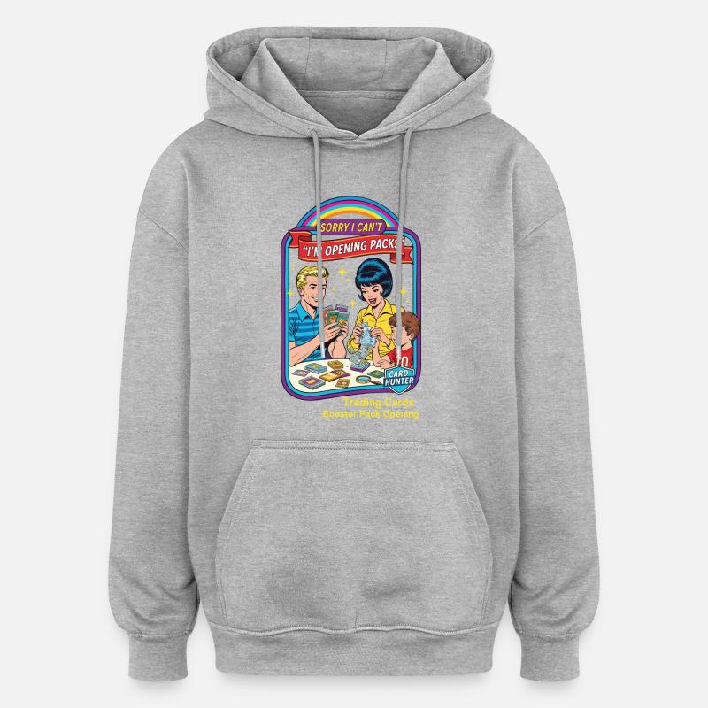 Tyvärr kan jag inte, jag öppnar Packs Card Hunter - Oversized luvtröja unisex - gråmelerad