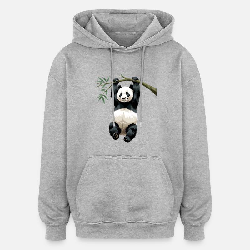 Branche pendante de panda en bambou - Sweat à capuche oversize unisexe - gris chiné
