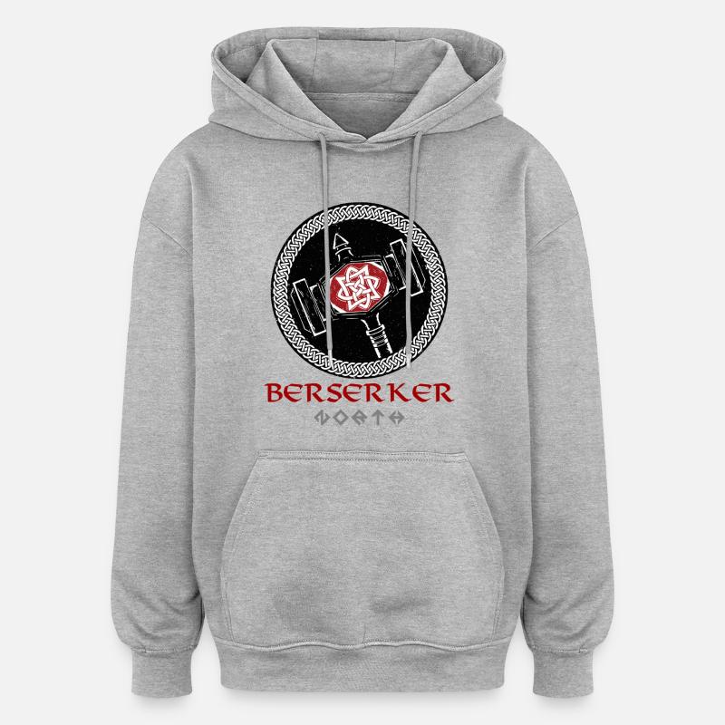 Berserker Bär – Wikinger Krieger aus Valhalla - Oversized Unisex Hoodie - Grau meliert