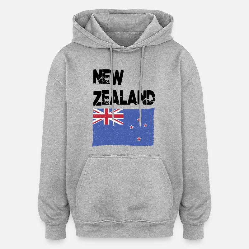 Drapeau néo-zélandais néo-zélandais - Sweat à capuche oversize unisexe - gris chiné