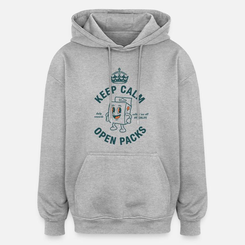Keep Calm Open Packs Sammelkarten-Packlife - Oversized Unisex Hoodie - Grau meliert