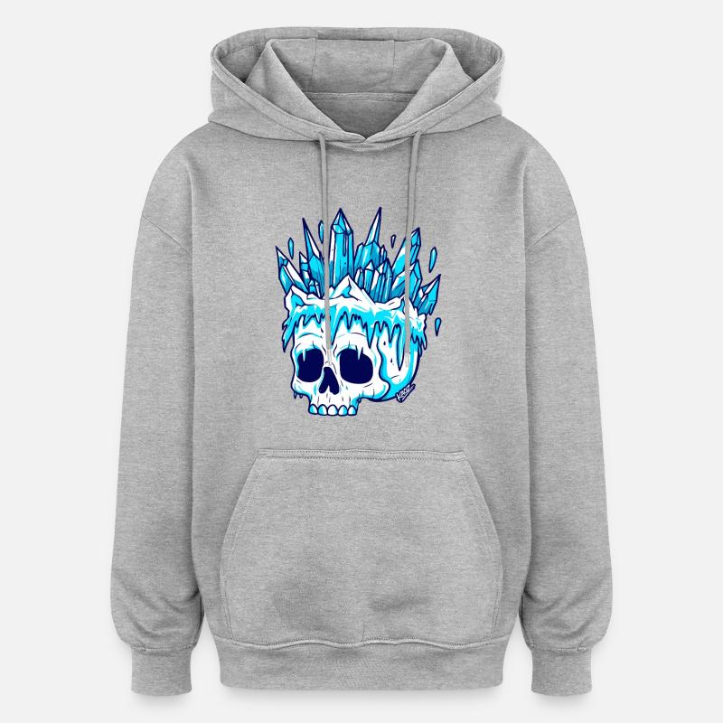 Crâne de Cristal d’Hiver - Sweat à capuche oversize unisexe - gris chiné