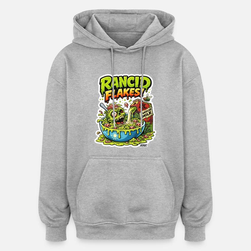 Ekelhaftes Schädelflockenmonster - Oversized Unisex Hoodie - Grau meliert