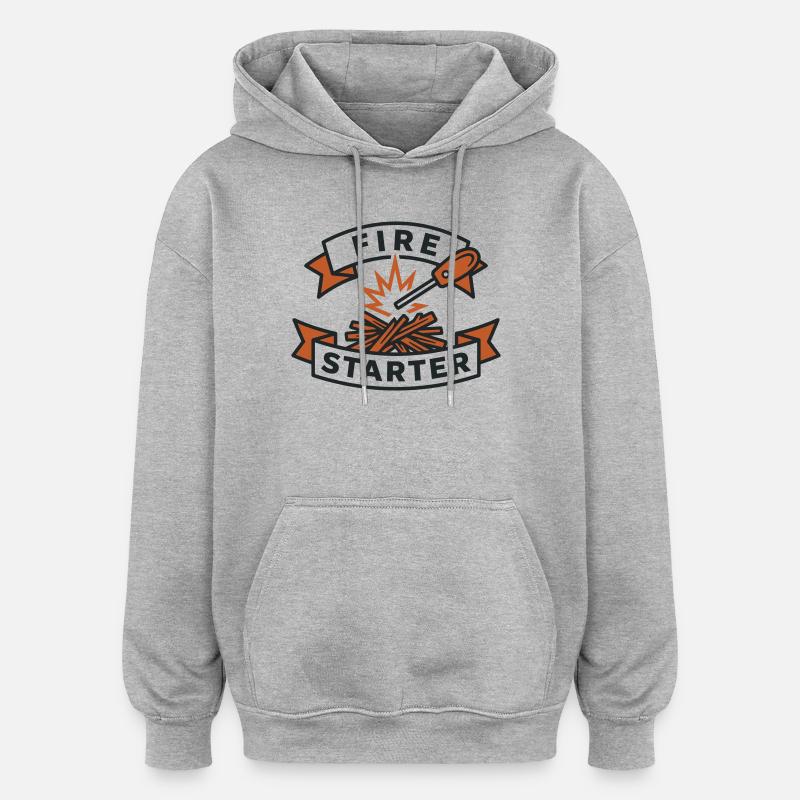 Allumeur de Feu Fire Starter Braise - Sweat à capuche oversize unisexe - gris chiné