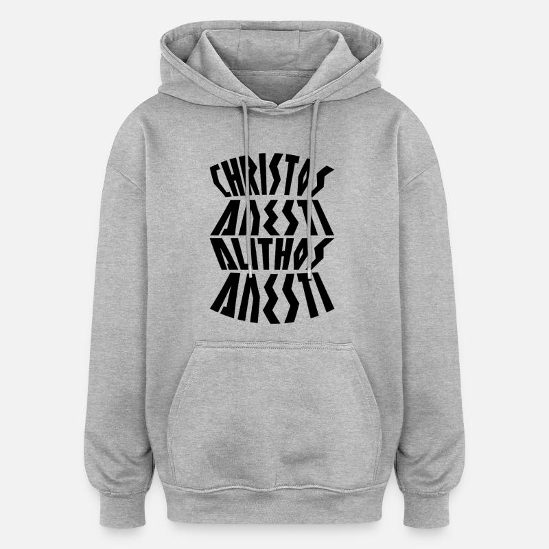 Christos Anesti en Grèce de Pâques - Sweat à capuche oversize unisexe - gris chiné