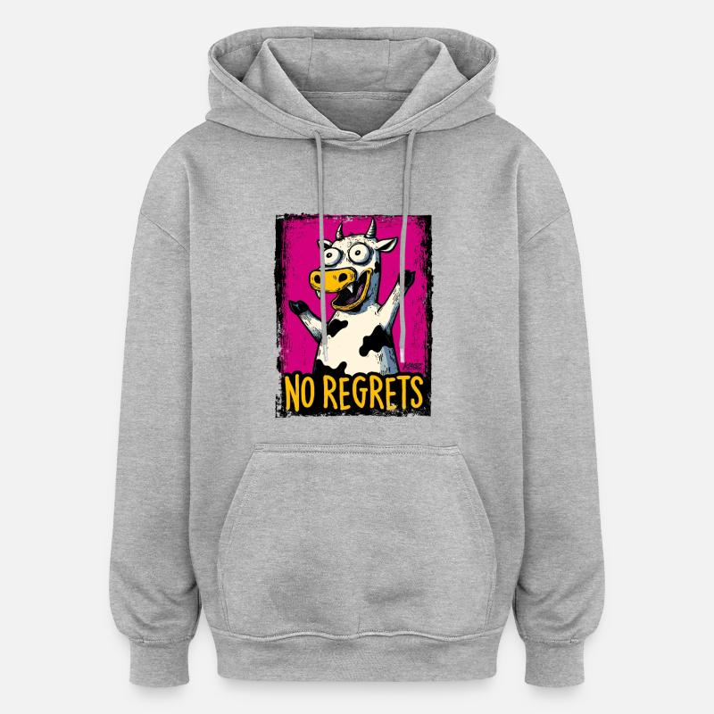 Pas de regrets Cow Pop Art - Sweat à capuche oversize unisexe - gris chiné