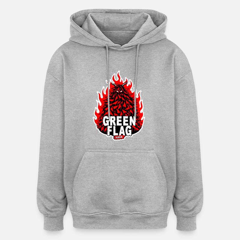 Blason du drapeau vert enflammé - Sweat à capuche oversize unisexe - gris chiné